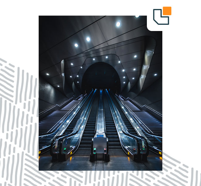 Futuristic illuminated escalator