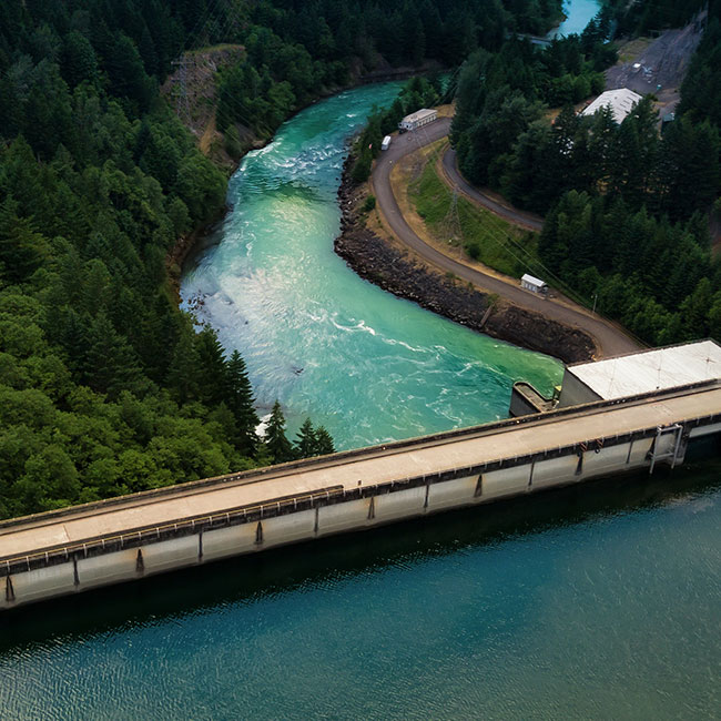 Dam for energy production through water