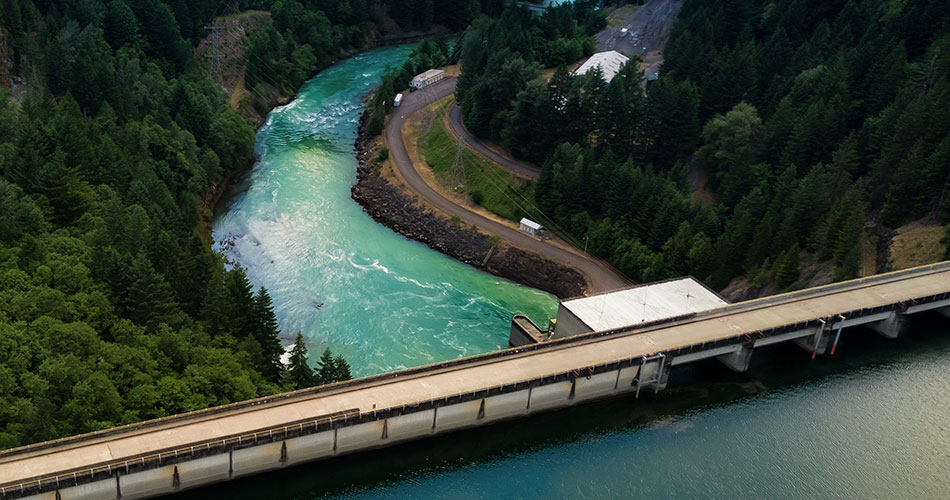 Dam for energy production through water